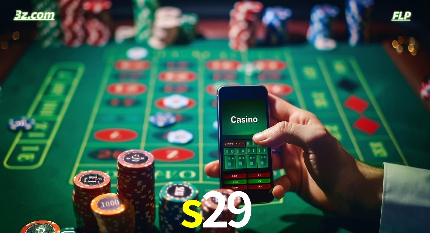 Cassino online móvel s29 com apostas em roleta e fichas de pôquer