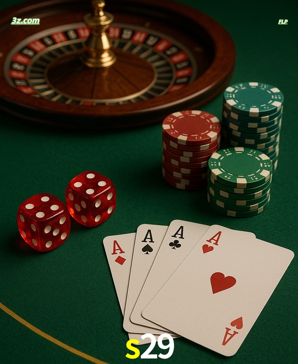 Cassino online s29 com jogos de mesa: roleta, dados, pôquer e fichas
